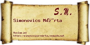 Simonovics Márta névjegykártya